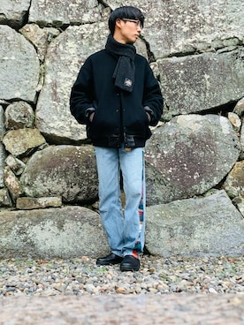 「Blundstone（ブランドストーン）のアイテム（スリッポン）」を使った、MASAさん（メンズ・175cm）の冬コーディネート