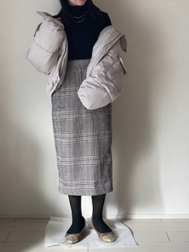 「fifth（フィフス）の中綿ショートダウンコート（ダウンジャケット/コート）」を使った、まっちゃさん（レディース・153cm）の冬コーディネート