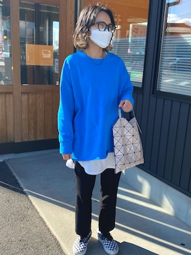 「Simplicite（サンプリシテ）のアイテム（スウェット）」を使った、HARUKA.さん（レディース・156cm）の冬コーディネート