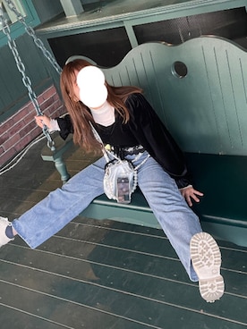 「sheinのアイテム（トップス、ブラック系）」を使った、モさん（レディース・155cm）の夏コーディネート