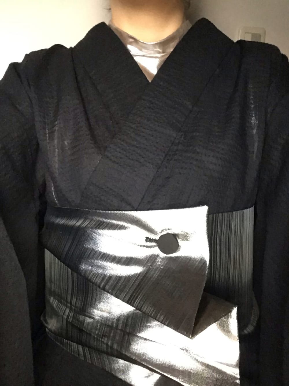「着物、着物女子、着物コーデ、和洋折衷、大人女子、モード、低身長、お洒落さんとつながりたい」｜「和遊楽のアイテム（浴衣、ブラック系）」を使った、upalaさん（レディース・153cm）の秋コーディネートの1枚目の写真