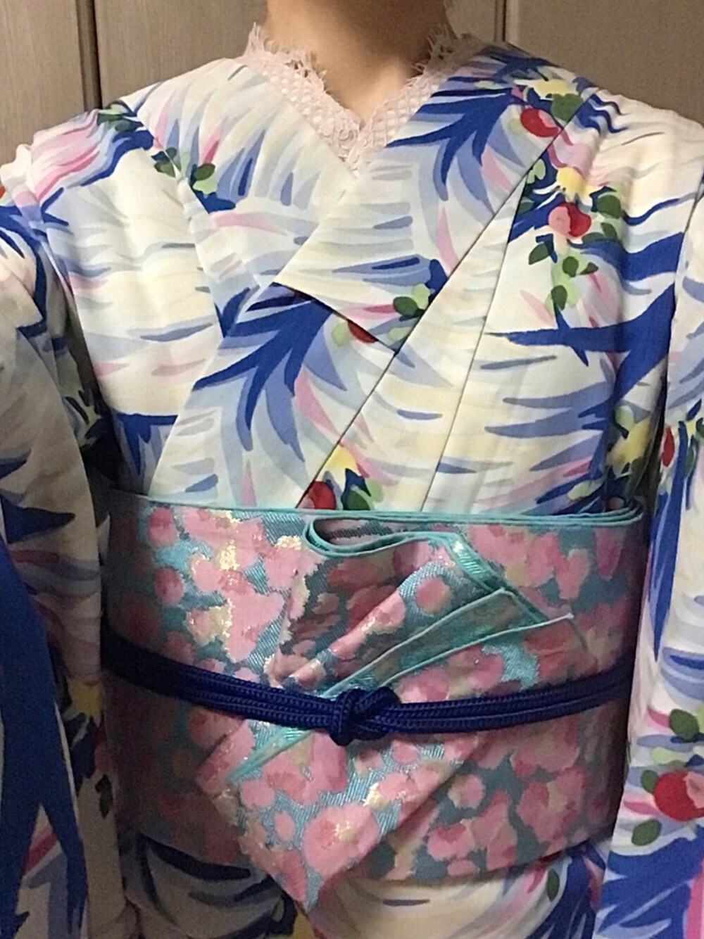 「着物、大人女子、低身長、オトナ女子、着物女子、帯結ばない帯結び、着物コーデ、お洒落さんとつながりたい」｜「TSUBAKIANのアイテム（和装小物、ピンク系）」を使った、upalaさん（レディース・153cm）の秋コーディネートの1枚目の写真