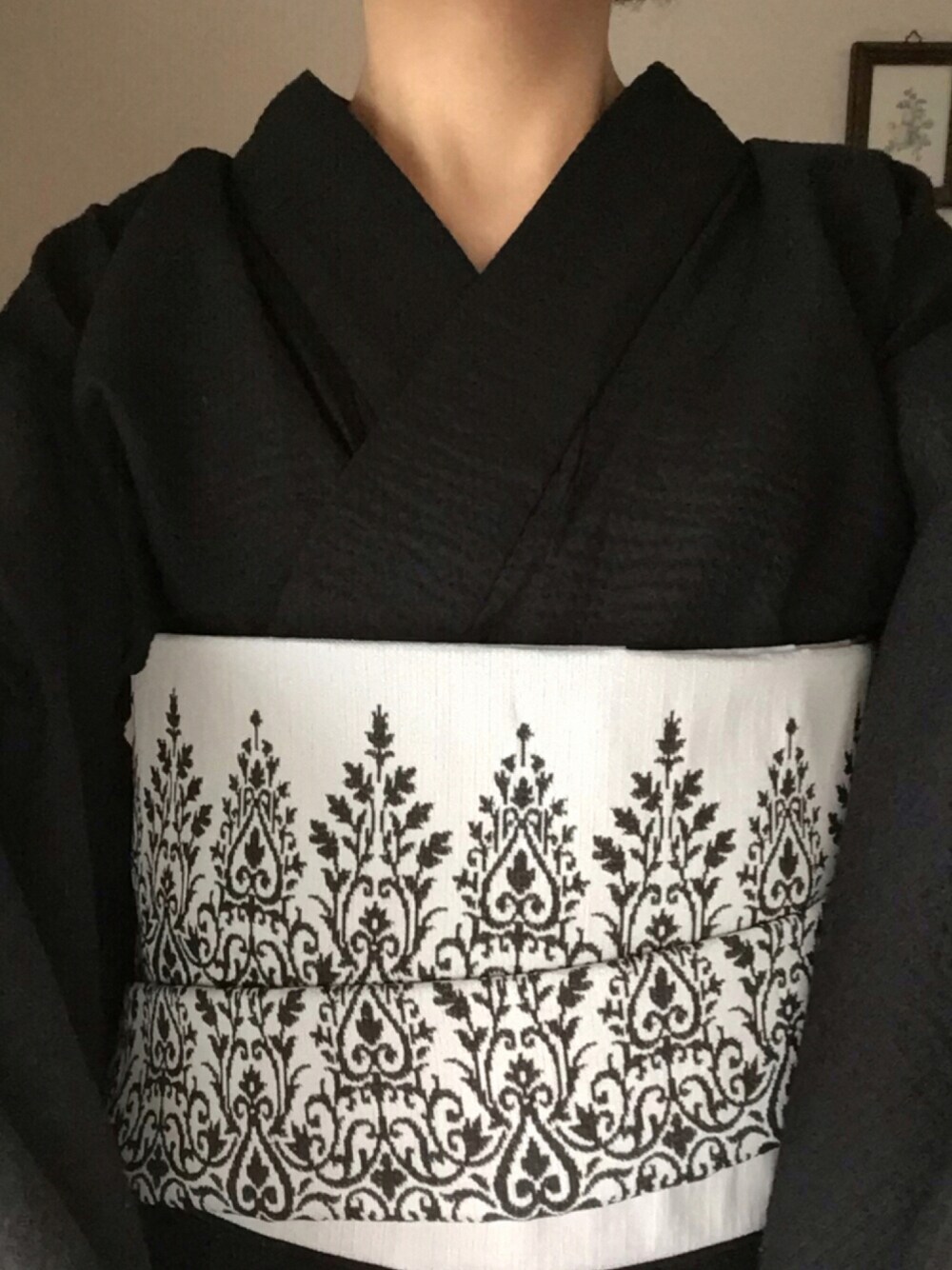 「浴衣、浴衣女子、大人女子、モノトーンコーデ、シンプル、帯結ばない帯結び、低身長、お洒落さんとつながりたい、夏映え浴衣コーデ」｜「和遊楽のアイテム（浴衣、ブラック系）」を使った、upalaさん（レディース・153cm）の夏コーディネートの1枚目の写真