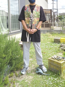 「フラワープリント」｜「アイテム（ベスト）」を使った、Daniel.Yさん（メンズ・175cm）の夏コーディネート