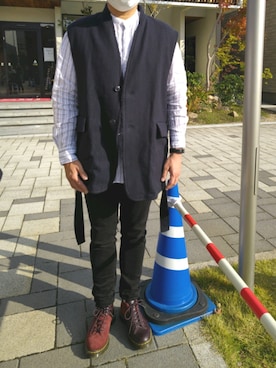 「URU（ウル）のアイテム（ベスト）」を使った、Daniel.Yさん（メンズ・175cm）の秋コーディネート