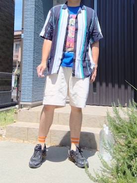 「ASICS（アシックス）のアイテム（スニーカー、ブラック系）」を使った、Daniel.Yさん（メンズ・175cm）の夏コーディネート