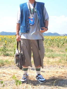 「Unlikely（アンライクリー ）のアイテム（カーゴパンツ、グリーン系）」を使った、Daniel.Yさん（メンズ・175cm）の夏コーディネート