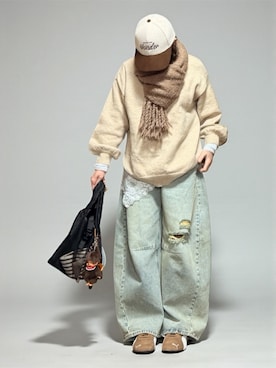 「no brand（ノーブランド）のアイテム（帽子）」を使った、sc___dyさん（レディース・156cm）の春コーディネート