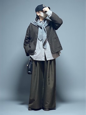 「アイテム（マフラー）」を使った、sc___dyさん（レディース・156cm）の秋コーディネート