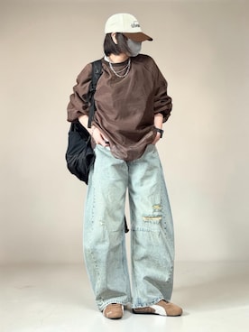 「no brand（ノーブランド）のアイテム（帽子）」を使った、sc___dyさん（レディース・156cm）の春コーディネート