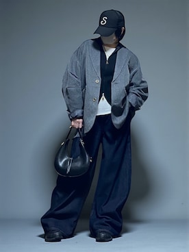 「アイテム（テーラードジャケット）」を使った、sc___dyさん（レディース・156cm）の秋コーディネート