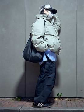 「アイテム（カーゴパンツ）」を使った、sc___dyさん（レディース・156cm）の冬コーディネート