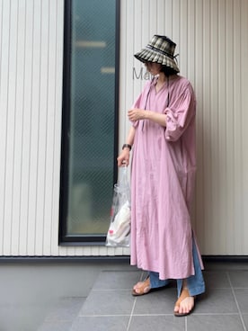 「アイテム（シャツワンピース）」を使った、mai✺maiさん（レディース・158cm）の夏コーディネート