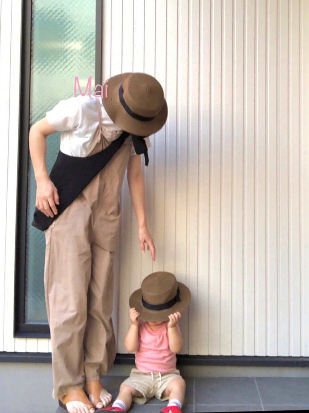 「おやこーで。、夏、サンダル、ストローハット、monmimi、スポーツサンダル、男の子、1歳」｜「立ち乗り💫のアイテム（その他、その他）」を使った、mai✺maiさん（レディース・158cm）の夏コーディネートの1枚目の写真