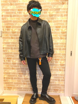 「モックネック」｜「アイテム（財布/小物）」を使った、ゆうなぎさん（メンズ・166cm）の冬コーディネート