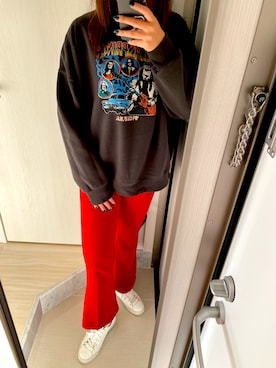 「アイテム（スウェット）」を使った、Uiさん（レディース・163cm）の冬コーディネート