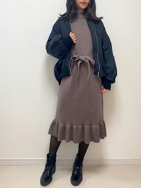「GRL」｜「アイテム（MA-1）」を使った、まろ(MARO)さん（レディース・165cm）の冬コーディネート