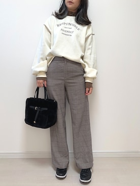 「レイヤードスタイル」｜「しまむら（シマムラ）のアイテム（スウェット）」を使った、まろ(MARO)さん（レディース・165cm）の秋コーディネート