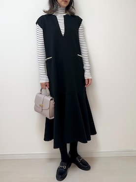 「春服デビュー宣言」｜「アイテム（ジャンパースカート）」を使った、まろ(MARO)さん（レディース・165cm）の春コーディネート