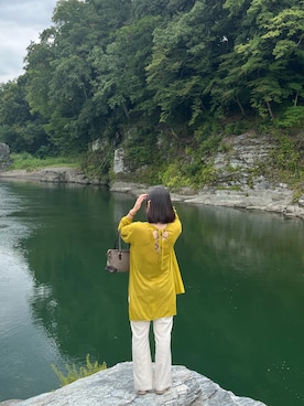 「LOWRYS FARM（ローリーズファーム）のセンタープレスカラーフレアパンツ　870189（その他パンツ）」を使った、ゆいさん（レディース・160cm）の夏コーディネート