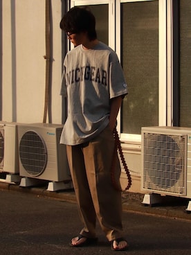 「Firsthand（ファーストハンド）のアイテム（トップス）」を使った、shin.さん（メンズ・167cm）の夏コーディネート
