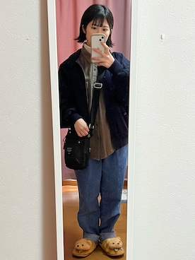 「古着女子」｜「アイテム（ブルゾン）」を使った、沙菜さん（レディース・154cm）の冬コーディネート