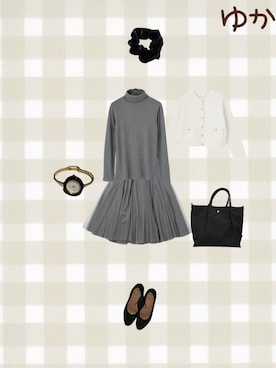「アイテム（バレエシューズ）」を使った、ゆか💜さん（レディース・158cm）の秋コーディネート