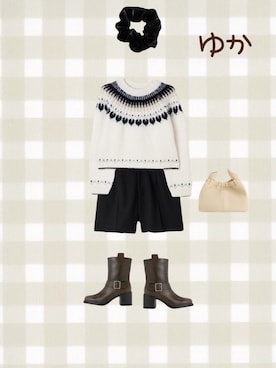 「アイテム（ヘアアクセサリー）」を使った、ゆか💜さん（レディース・158cm）の秋コーディネート