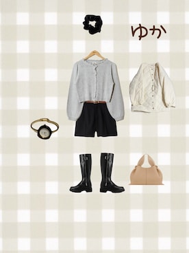「アイテム（シュシュ）」を使った、ゆか💜さん（レディース・158cm）の秋コーディネート