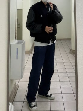 「モノトーンコーデ」｜「アイテム（スタジャン）」を使った、Rさん（メンズ・179cm）の秋コーディネート