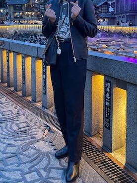 「LIDNM（リドム）のアイテム（ライダースジャケット）」を使った、yoshiさん（メンズ・168cm）の春コーディネート