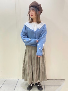 「チェック柄に恋してる」｜「アイテム（キャップ）」を使った、鈴木さん（レディース・154cm）の冬コーディネート