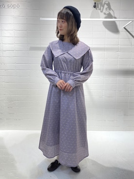 「ehka sopo（エヘカソポ）のアイテム（ハンチング/ベレー帽）」を使った、鈴木さん（レディース・153cm）の秋コーディネート