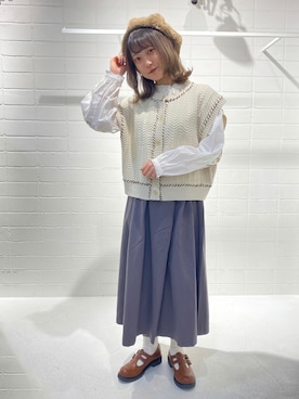 「ehka sopo（エヘカソポ）のアイテム（ハンチング/ベレー帽）」を使った、鈴木さん（レディース・153cm）の秋コーディネート