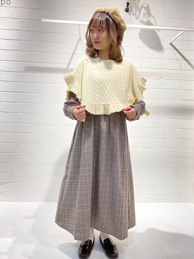 「ehka sopo（エヘカソポ）のアイテム（ハンチング/ベレー帽）」を使った、鈴木さん（レディース・153cm）の秋コーディネート