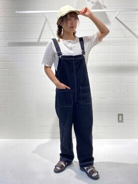 「ehka sopo（エヘカソポ）のアイテム（サロペット/オーバーオール）」を使った、鈴木さん（レディース・153cm）の夏コーディネート