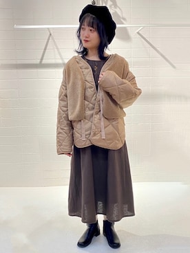 「ehka sopo（エヘカソポ）のアイテム（ハンチング/ベレー帽）」を使った、鈴木さん（レディース・153cm）の秋コーディネート