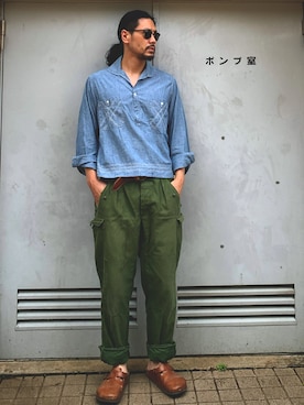 「アイテム（サンダル）」を使った、オワッテルマンさん（メンズ・177cm）の夏コーディネート