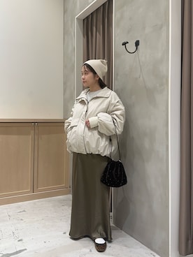 「スカートコーデ」｜「アイテム（帽子）」を使った、omikuさん（レディース・152cm）の秋コーディネート