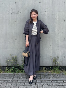 「サマーニット」｜「アイテム（ブルゾン）」を使った、ちびゆきさん（レディース・152cm）の春コーディネート