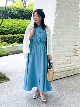 「ブルーコーデ」｜「アイテム（その他シューズ）」を使った、ちびゆきさん（レディース・152cm）の春コーディネート