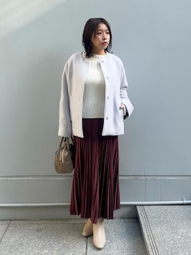「アイテム（ノーカラーコート）」を使った、ちびゆきさん（レディース・152cm・20代）の秋コーディネート
