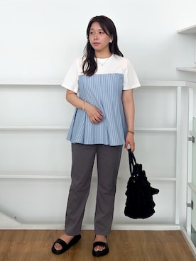 「アイテム（トートバッグ）」を使った、ちびゆきさん（レディース・152cm・20代）の夏コーディネート