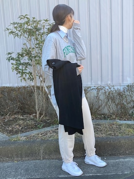 「ストリートカジュアル」｜「アイテム（スウェットパンツ）」を使った、nareさん（レディース・169cm）の冬コーディネート