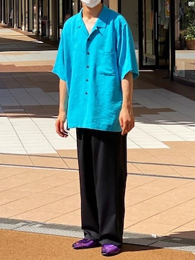 「アイテム（スラックス）」を使った、しばたいさん（メンズ・173cm・20代）の夏コーディネート