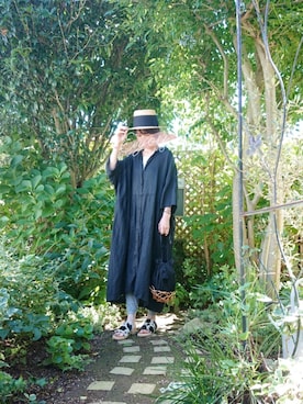 「むぎわら帽子」｜「アイテム（シャツワンピース）」を使った、さくらんぼさん（レディース・160cm）の夏コーディネート