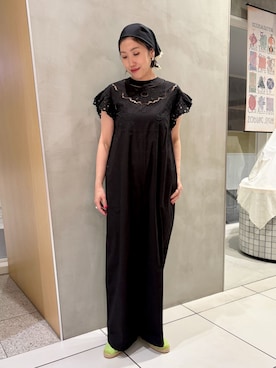 「IENA LA BOUCLE（イエナラブークル）のIENA LA BOUCLE カットワークオールインワン（つなぎ/オールインワン、ブラック系）」を使った、otaさん（レディース・168cm）の春コーディネート