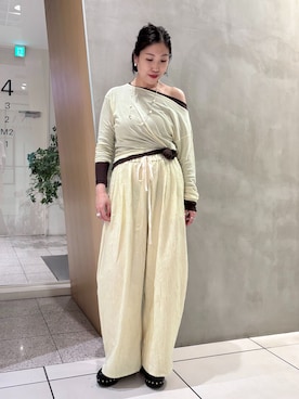 「IENA LA BOUCLE（イエナラブークル）のIENA LA BOUCLE シアーフライスプルオーバー（Tシャツ/カットソー、ブラウン系）」を使った、otaさん（レディース・168cm）の春コーディネート