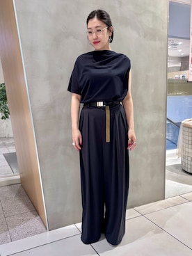 「IENA LA BOUCLE（イエナラブークル）の洗濯機洗い可 LA BOUCLE ウーステッドライクシャンブレータックスラックス（スラックス、グレー系）」を使った、otaさん（レディース・168cm）の春コーディネート
