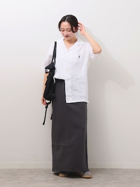 「JOURNAL STANDARD relume（ジャーナルスタンダード　レリューム）のIラインスウェットスカート（スカート、ブラック系）」を使った、RINさん（レディース・157cm）の春コーディネート